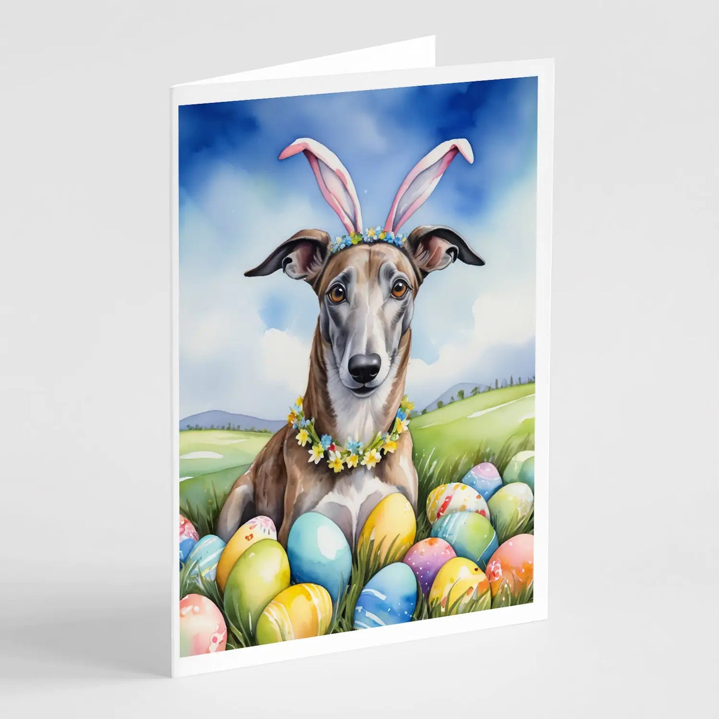 Greyhound Easter Egg Hunt Greeting Cards Pack of 8