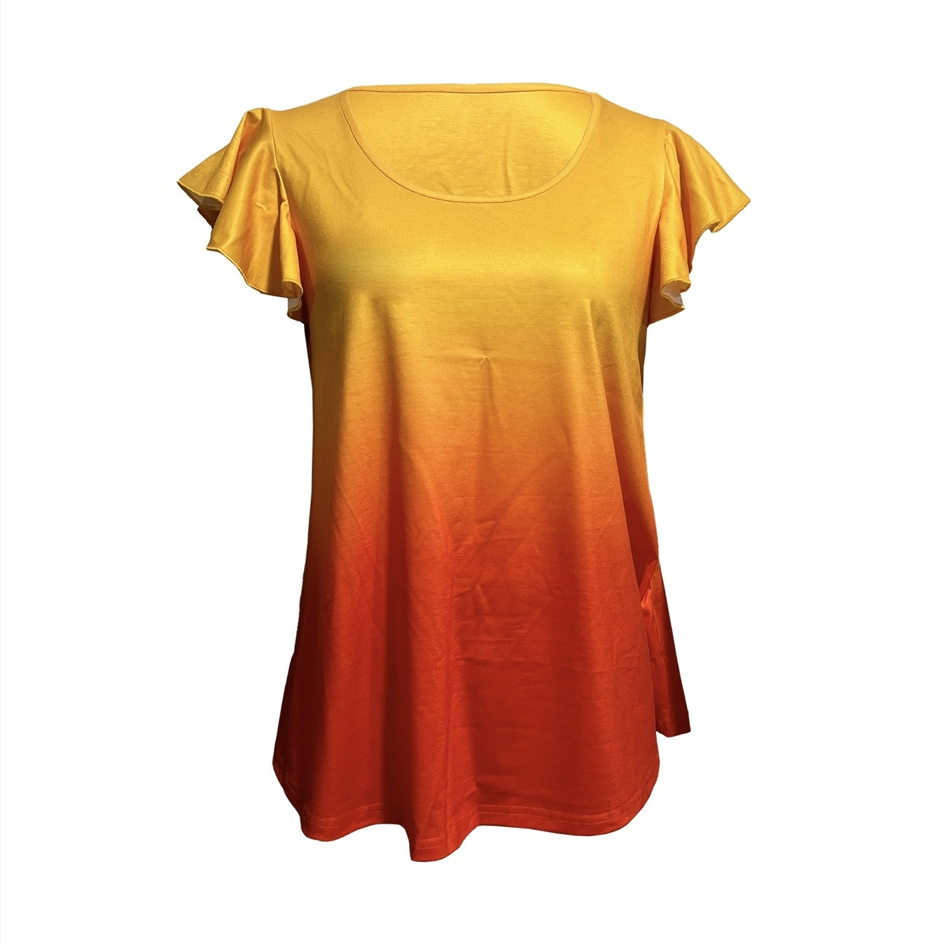 New Mixed Color Fungus Sleeves Casual Elegant Style Versatile T-shirt Top