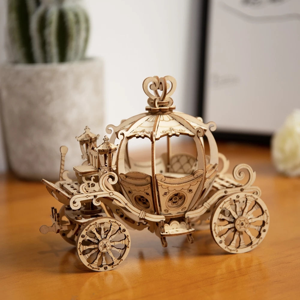 Robotime Pumpkin Cart Model 3D Wooden Puzzle Games Assembly Toys For Children Kids Girls Birthday Christmas Gift