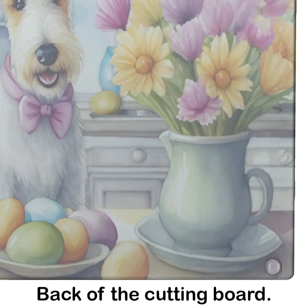 Decorating Easter Fox Terrier Glass Cutting Board