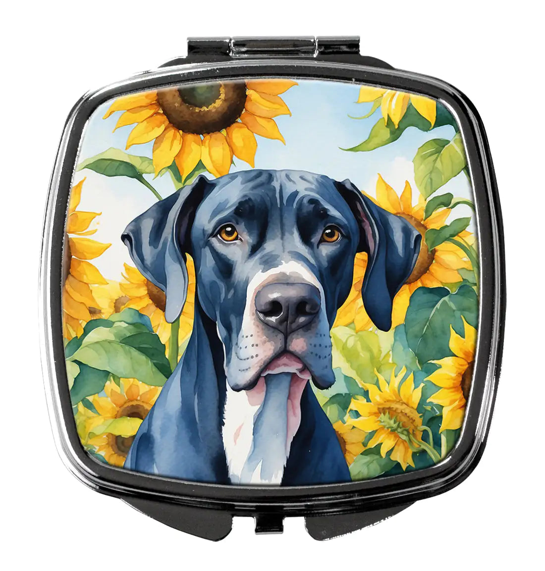 Great Dane in Sunflowers Compact Mirror