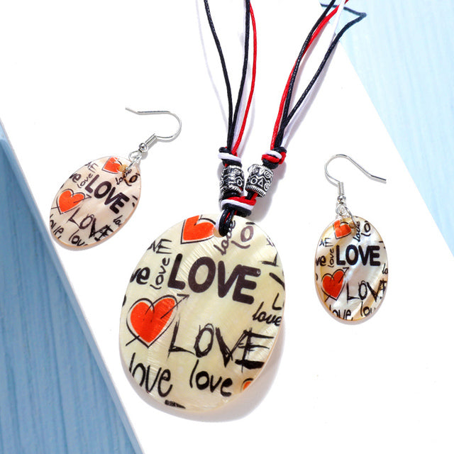 Fashion Jewelry Set Leather Necklace Earrings