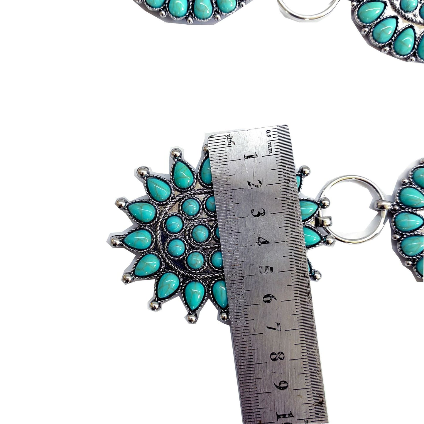 Women's Carved Vintage Turquoise Inlay Waist Chain