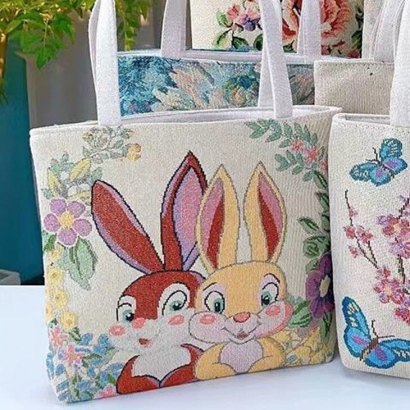 Double-sided Gold Wire Handheld Canvas Small Bag Wear-resistant