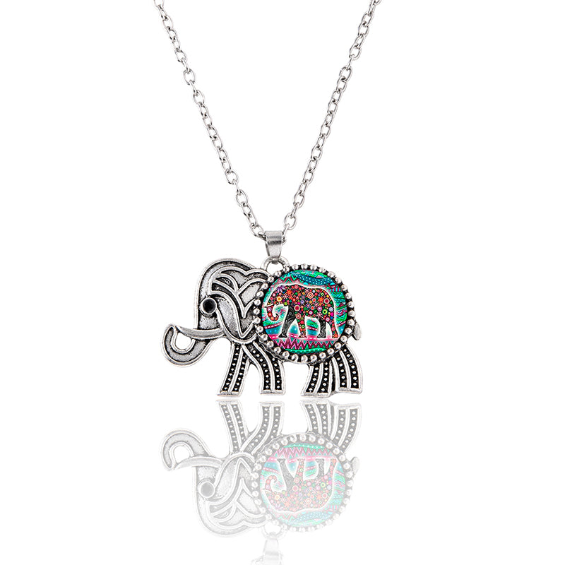 Vintage Silver Elephant Jewelry Set For Women