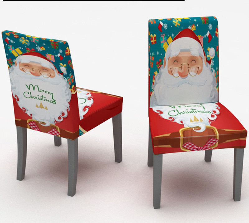 2 Pieces Of Christmas High Back Elastic Chair Cover
