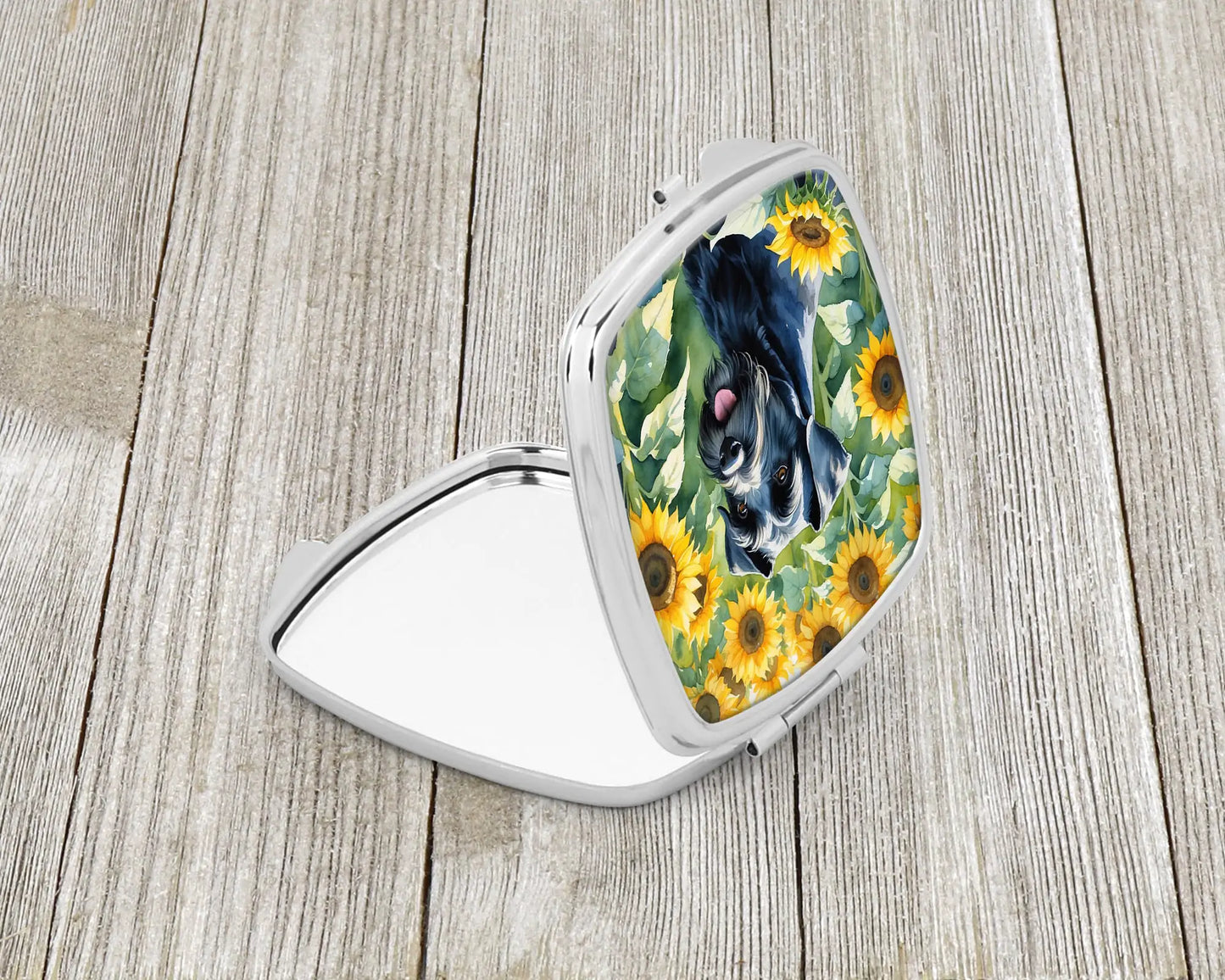 Giant Schnauzer in Sunflowers Compact Mirror