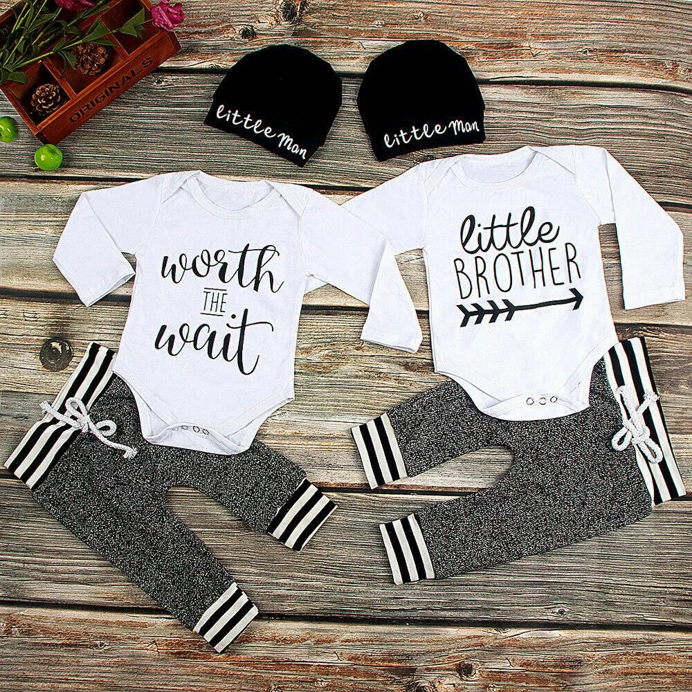 Newborn Baby Boy Girl Tops Romper Bodysuit Jumpsuit Pants Outfits Clothes Set
