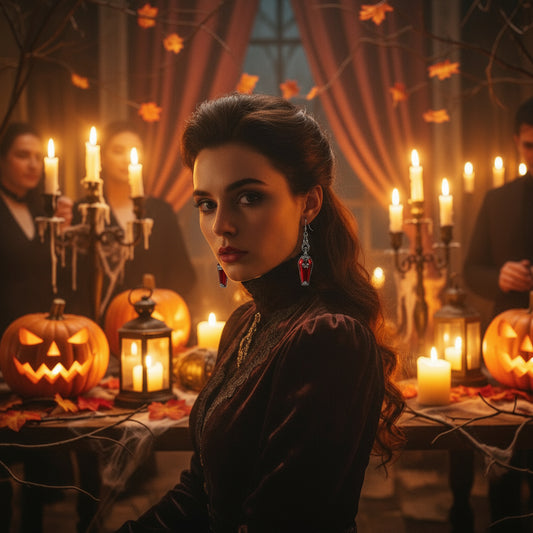 Halloween Ins Style Red Bat Spider Retro Earrings Jewelry