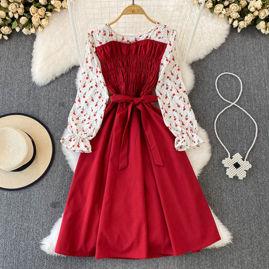 Fashion Round Neck Floral Dress