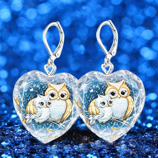 Owl Necklace, Heart-shaped Pendant, Heart-shaped