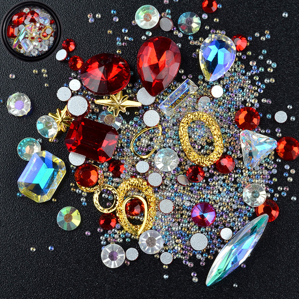6 Boxes 3D DIY Gemstone Mix Nails Art Rhinestones Decoration Glitter For Crafts Beads