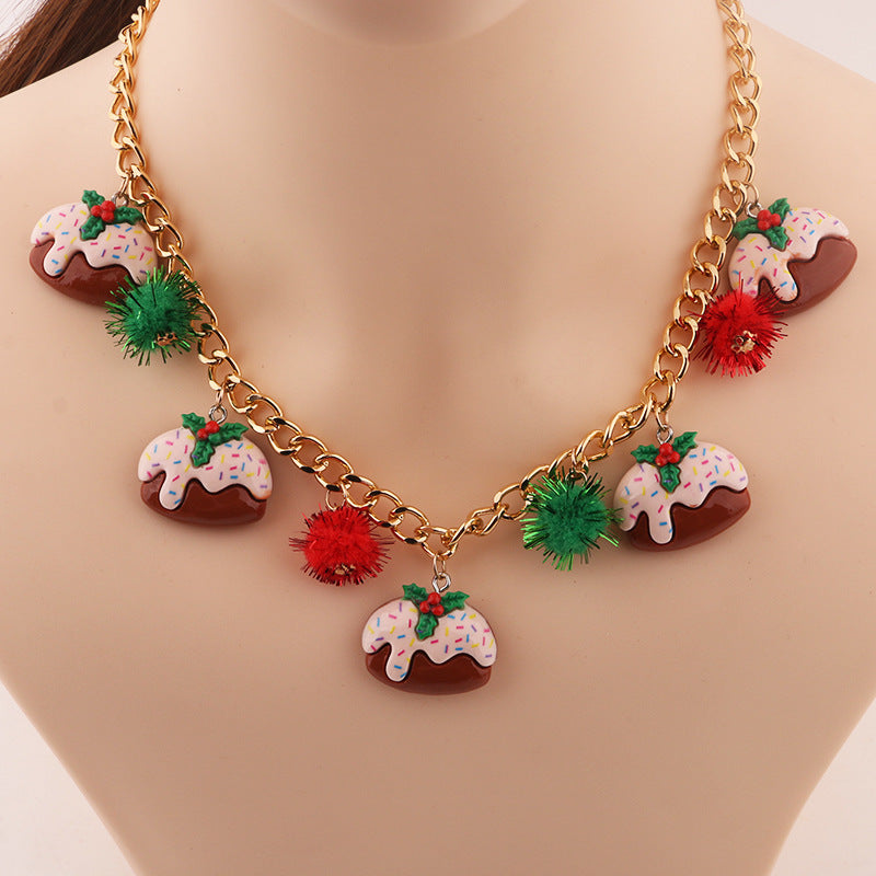 New Christmas Tree Bell Santa Claus Necklace Creative Personalized Pendant Clavicle Chain Jewelry