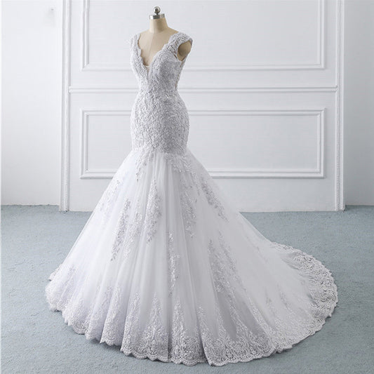 Mermaid Light Wedding Dress Sexy Trailing Luxury Thin Bride French Retro