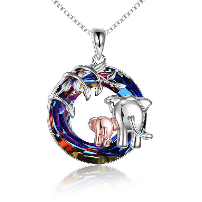 925 silver Elephant Necklace with Crystal Jewelry Gifts for Women Sterling Silver