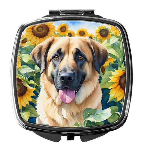 Anatolian Shepherd in Sunflowers Compact Mirror