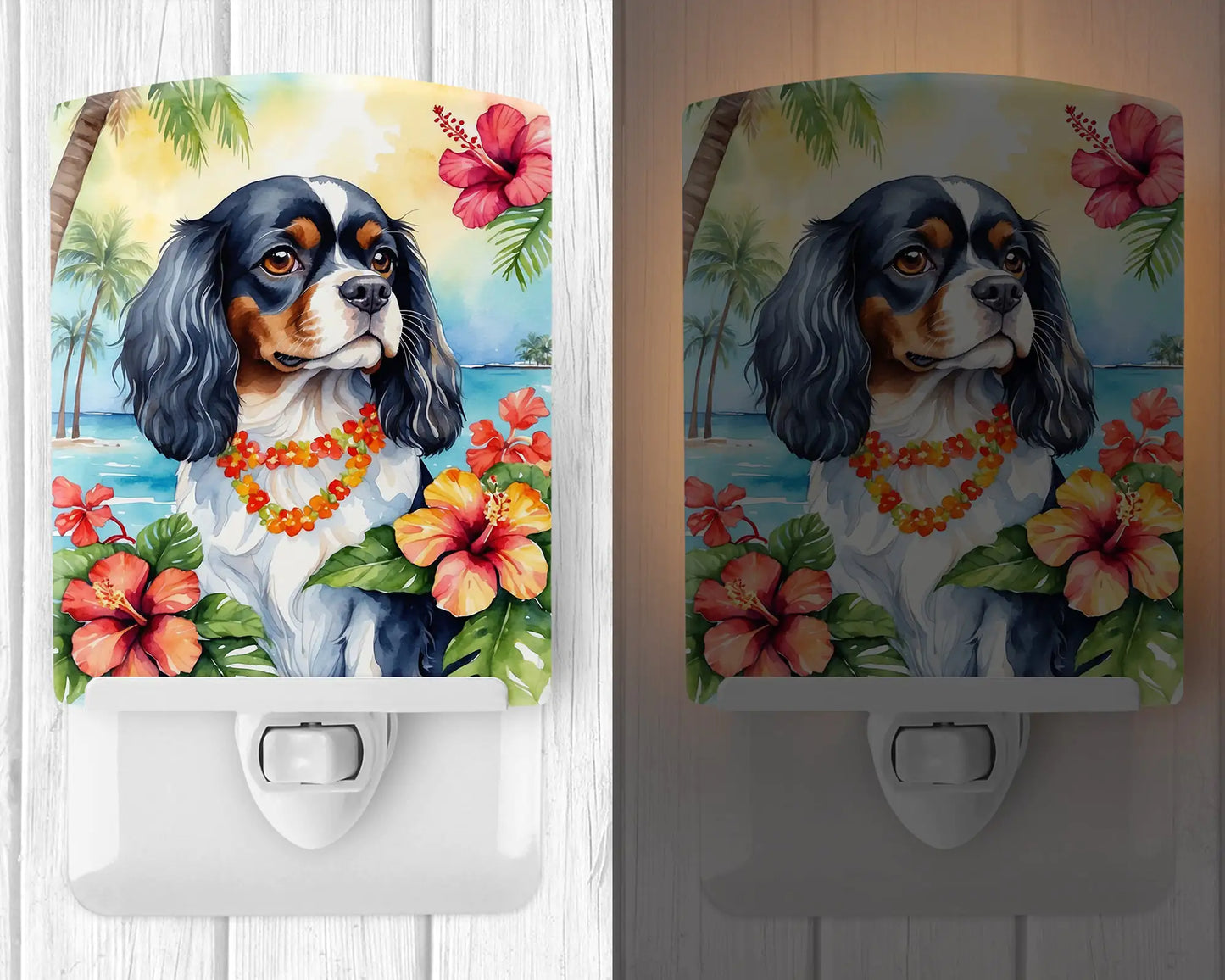 Cavalier Spaniel Luau Ceramic Night Light