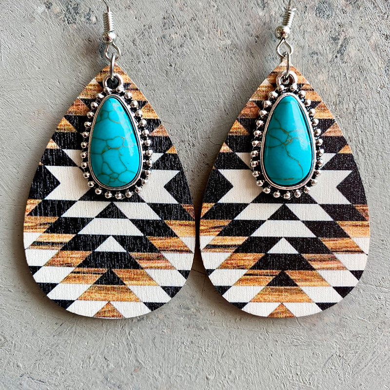Women's Turquoise Pendant Retro Ethnic Style Fashion Earrings