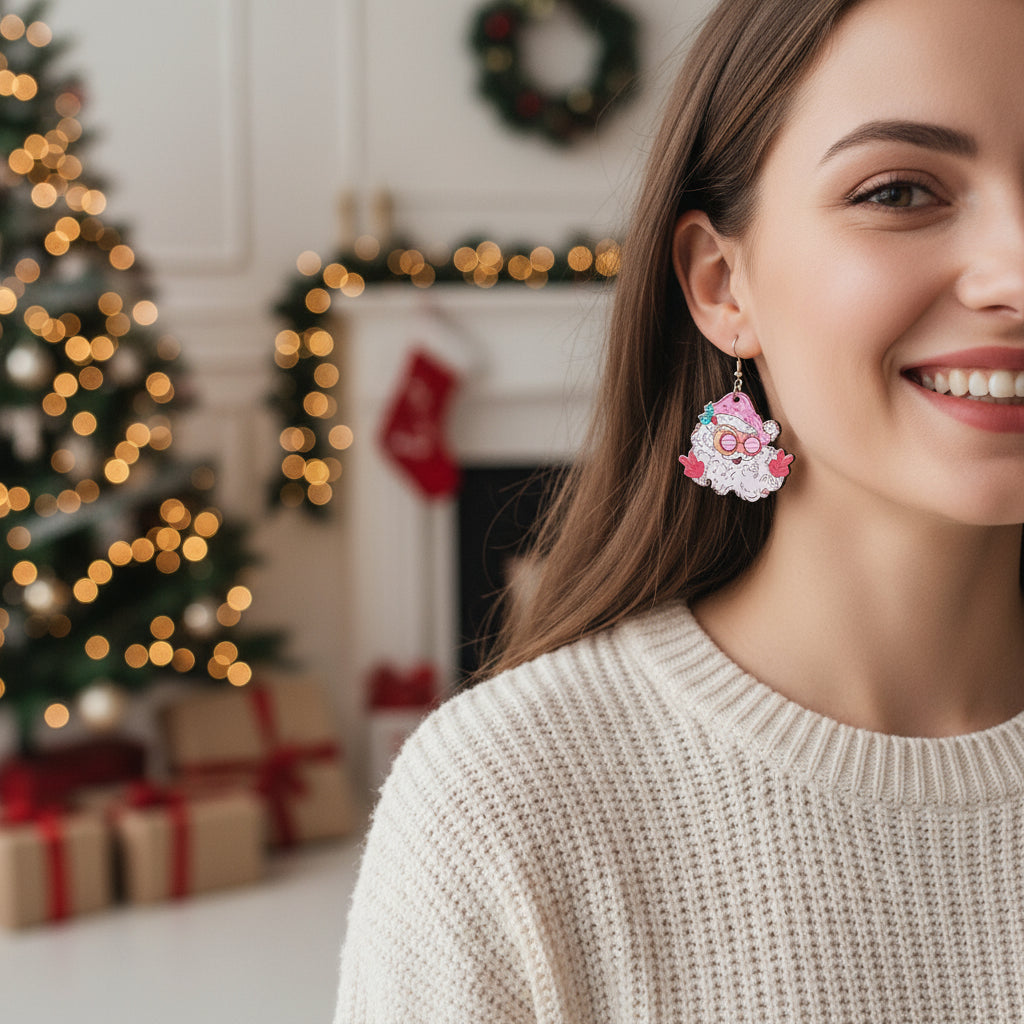 Funny Santa Claus Christmas Pendant Earrings Gift