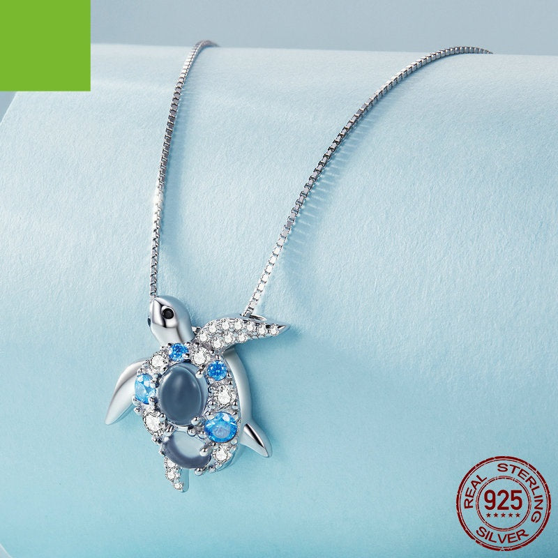 New S925 Silver Turtle Necklace Female
