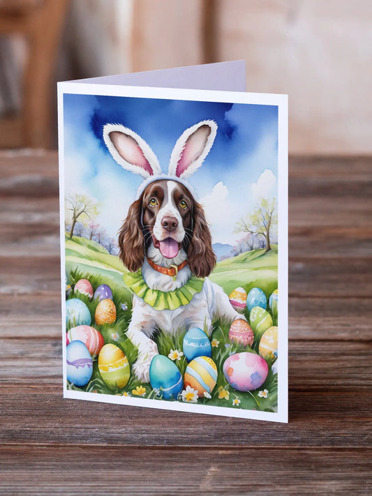 English Springer Spaniel Easter Egg Hunt Greeting Cards Pack of 8