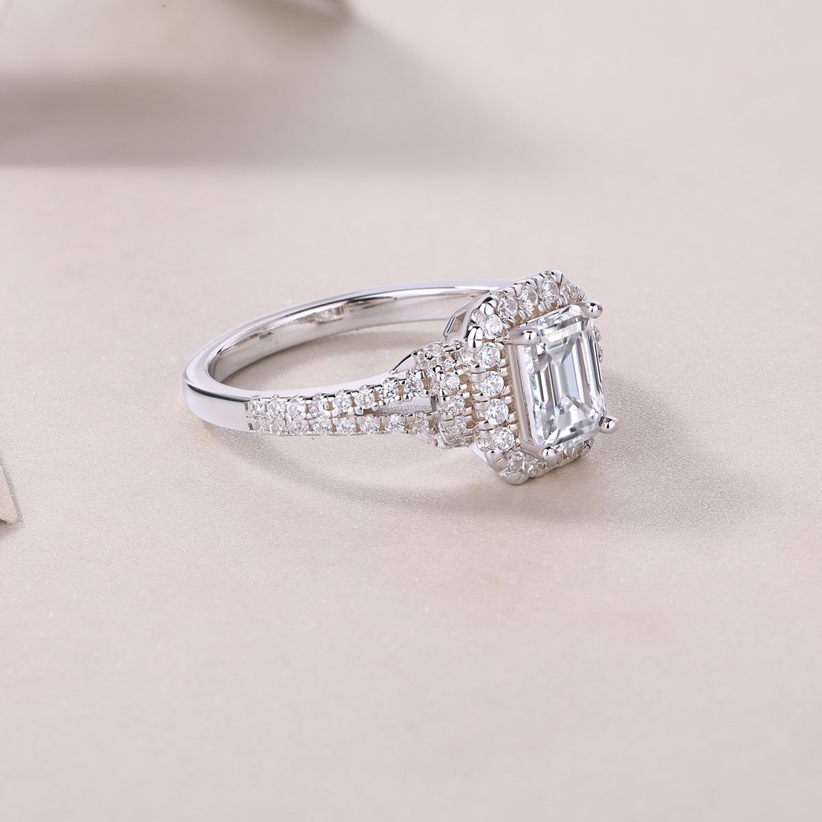 Square Luxury Diamond Ring Fashion Moissanite Silver Ring