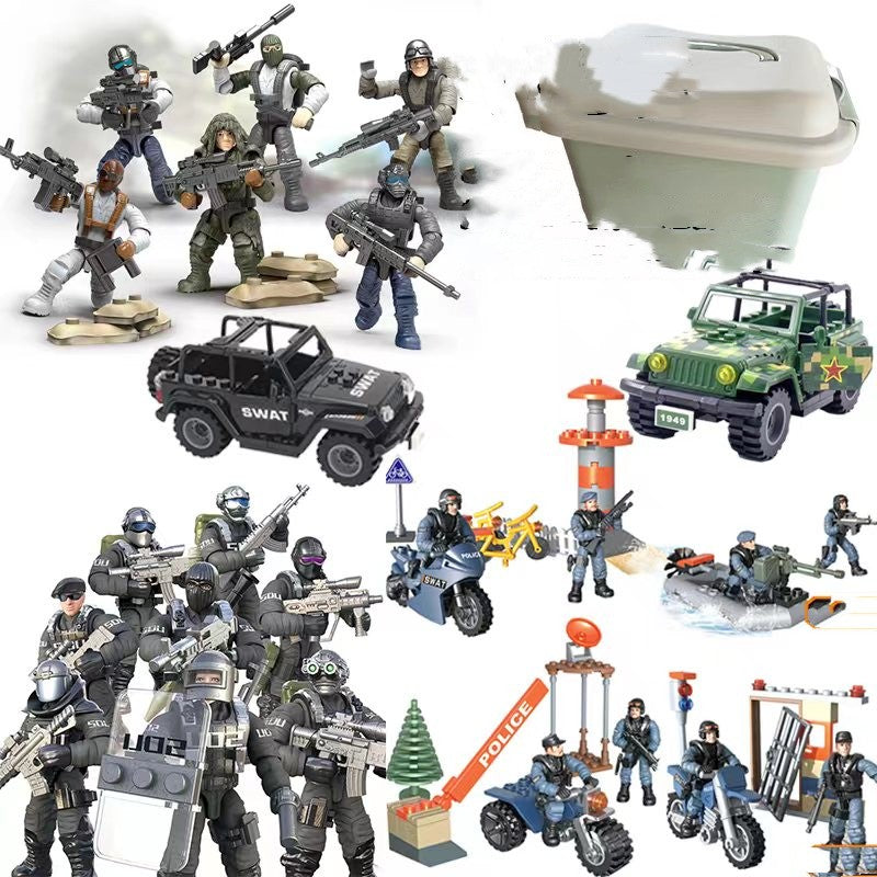 Assembling Joint Movable Soldier Puzzle Military Model Building Blocks Small Doll Toys