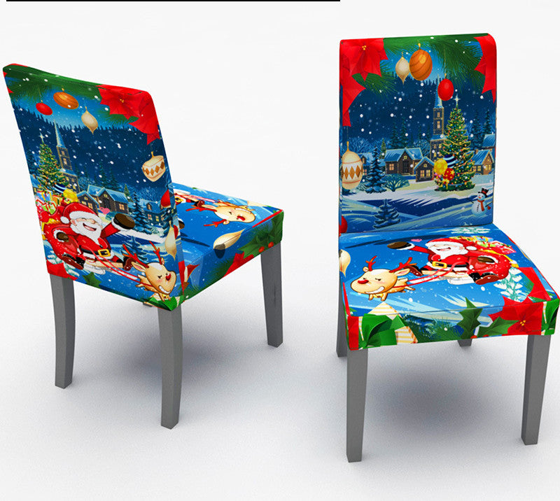 2 Pieces Of Christmas High Back Elastic Chair Cover