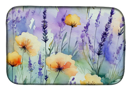 Lavender in Watercolor Dish Drying Mat