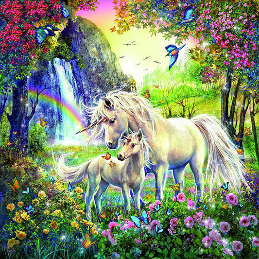 Diamond Painted Unicorn Embroidery Style