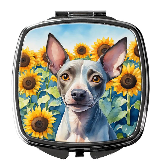 American Hairless Terrier in Sunflowers Compact Mirror