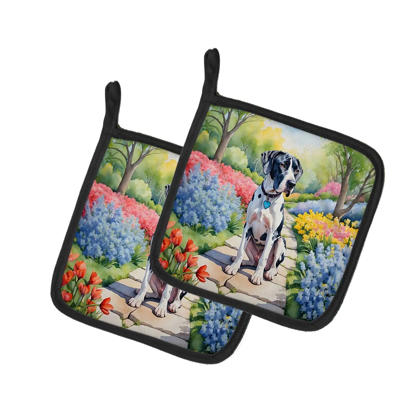 Great Dane Spring Path Pair of Pot Holders