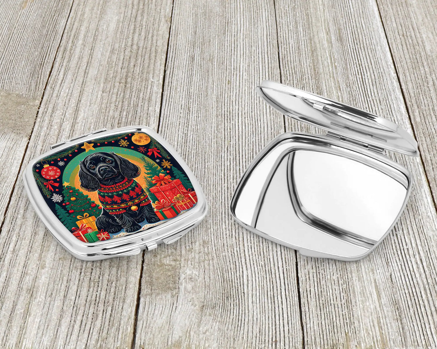 Black Cocker Spaniel Christmas Compact Mirror