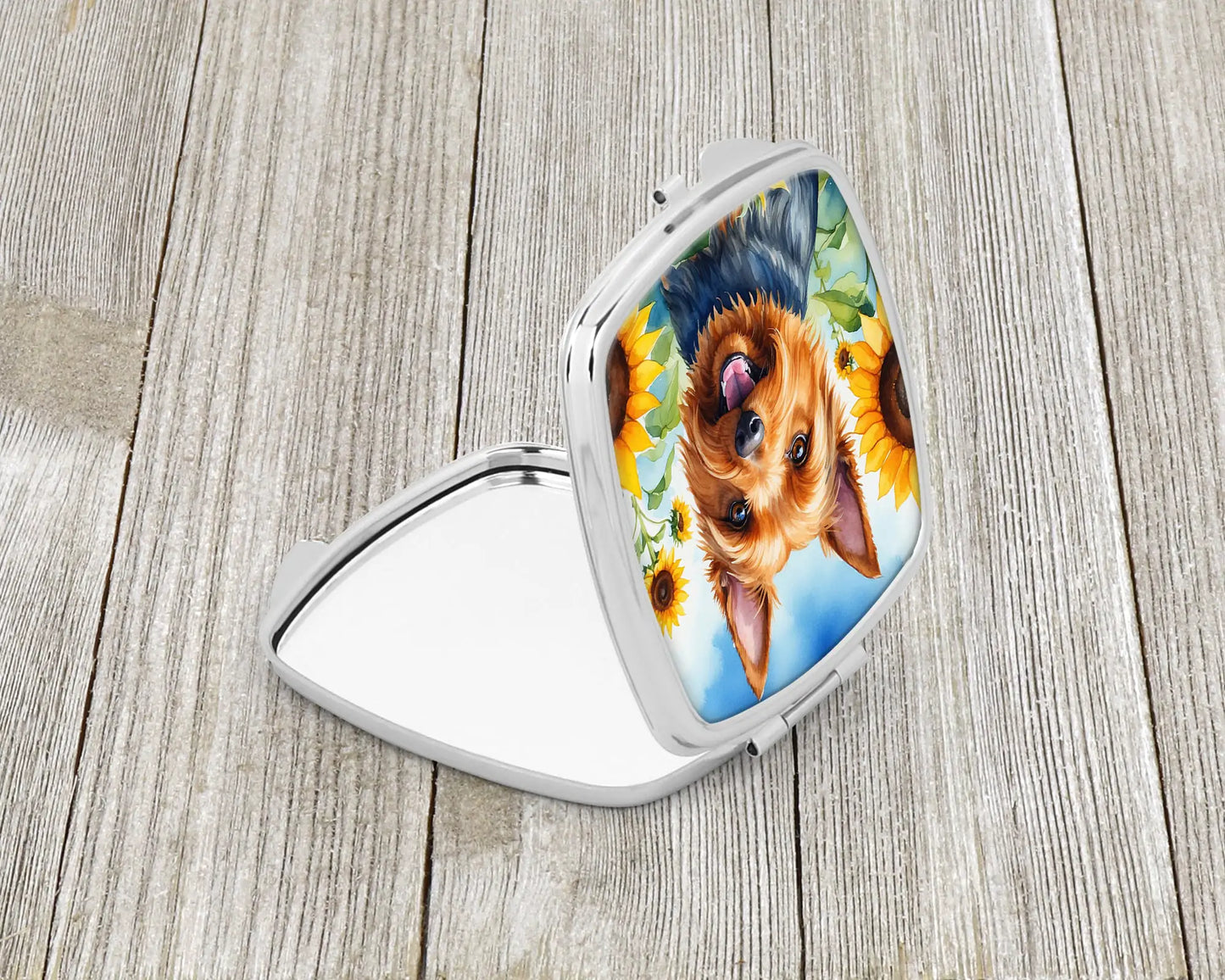 Australian Terrier in Sunflowers Compact Mirror