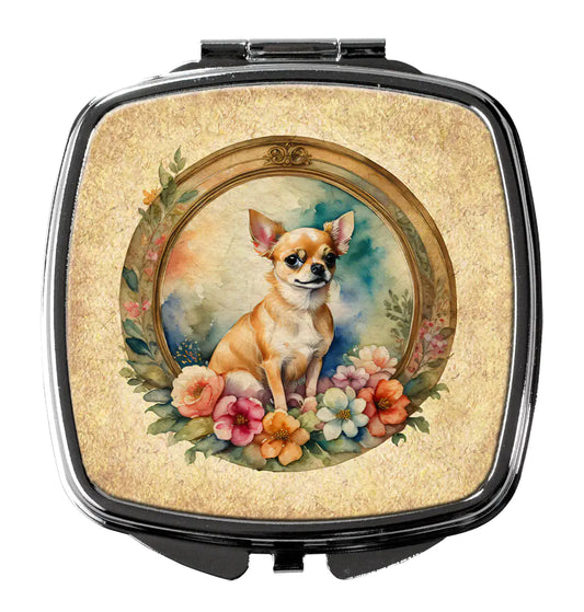 Chihuahua and Flowers Compact Mirror