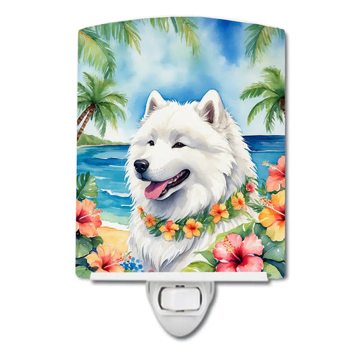 Samoyed Luau Ceramic Night Light