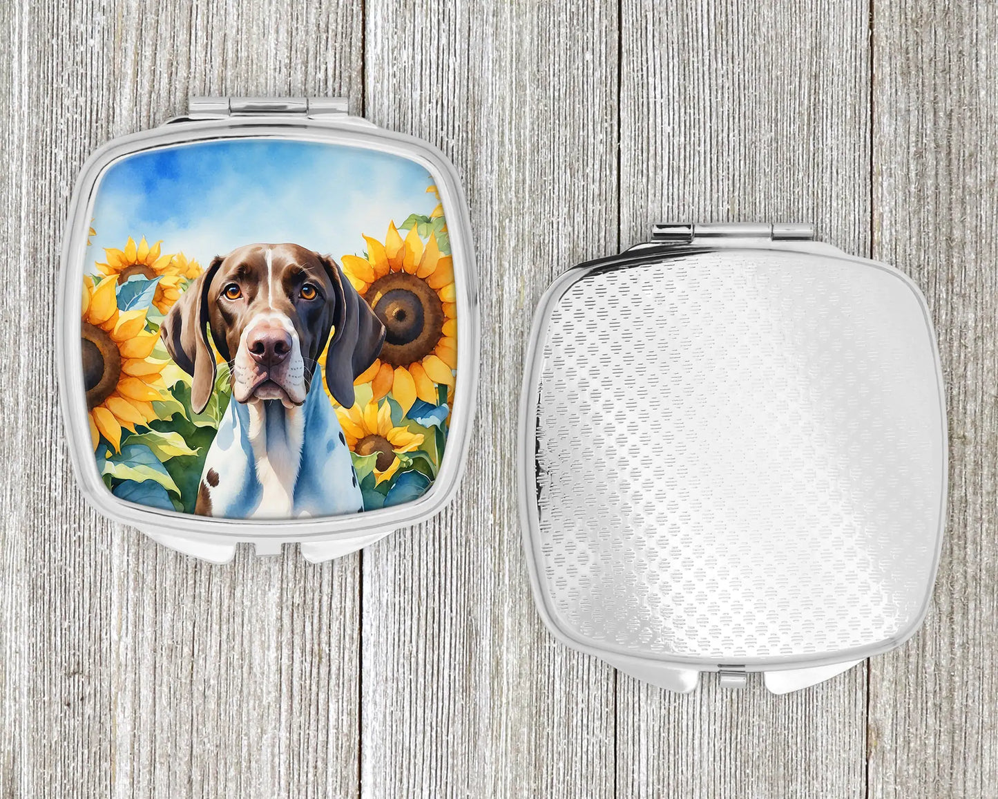 Pointer in Sunflowers Compact Mirror