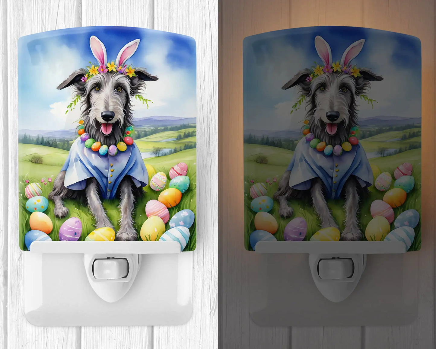 Scottish Deerhound Easter Egg Hunt Ceramic Night Light