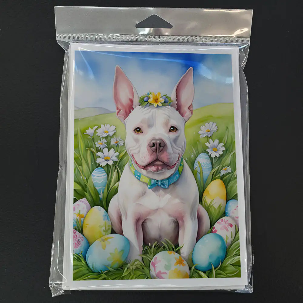 Pit Bull Terrier Easter Egg Hunt Greeting Cards Pack of 8
