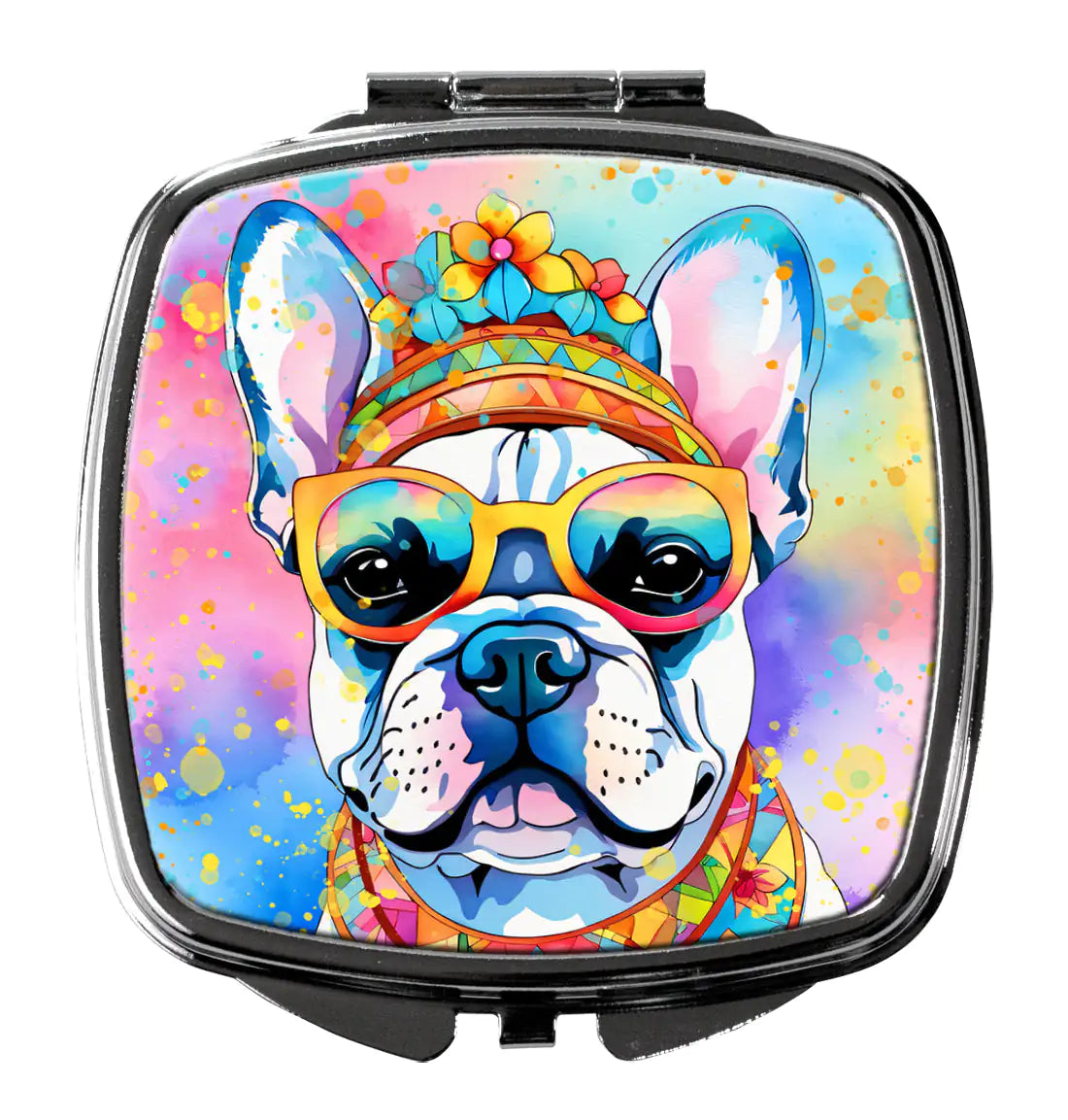 French Bulldog Hippie Dawg Compact Mirror
