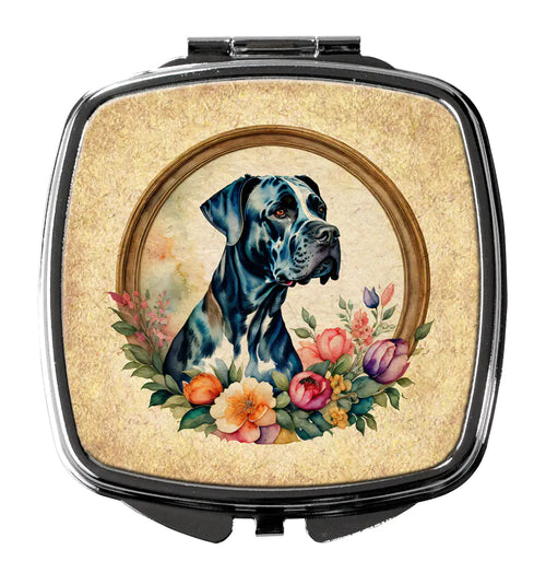 Great Dane and Flowers Compact Mirror