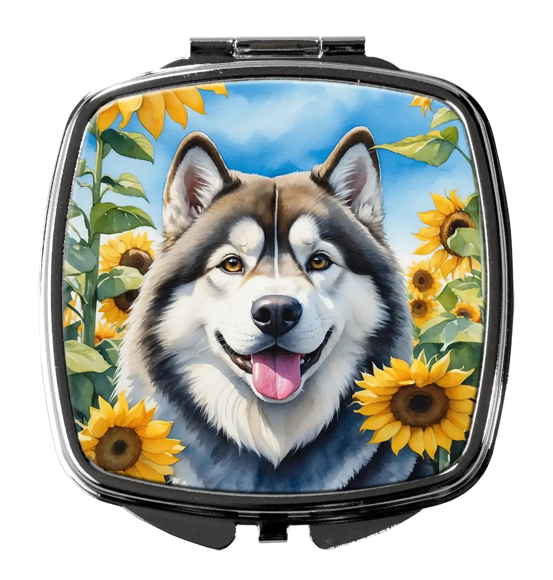Alaskan Malamute in Sunflowers Compact Mirror