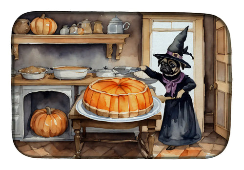 Pug Fall Kitchen Pumpkins Dish Drying Mat