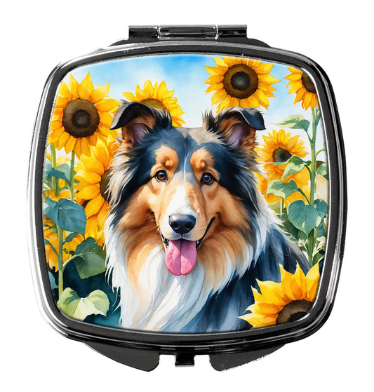 Collie in Sunflowers Compact Mirror