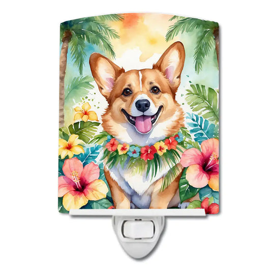 Corgi Luau Ceramic Night Light