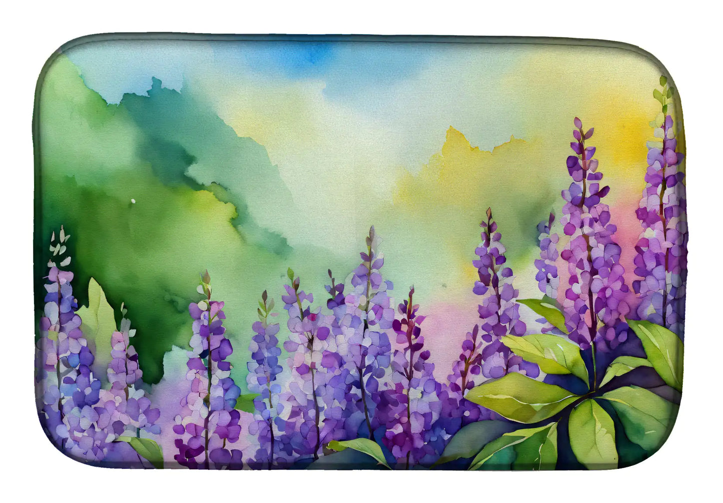 Idaho Syringa in Watercolor Dish Drying Mat