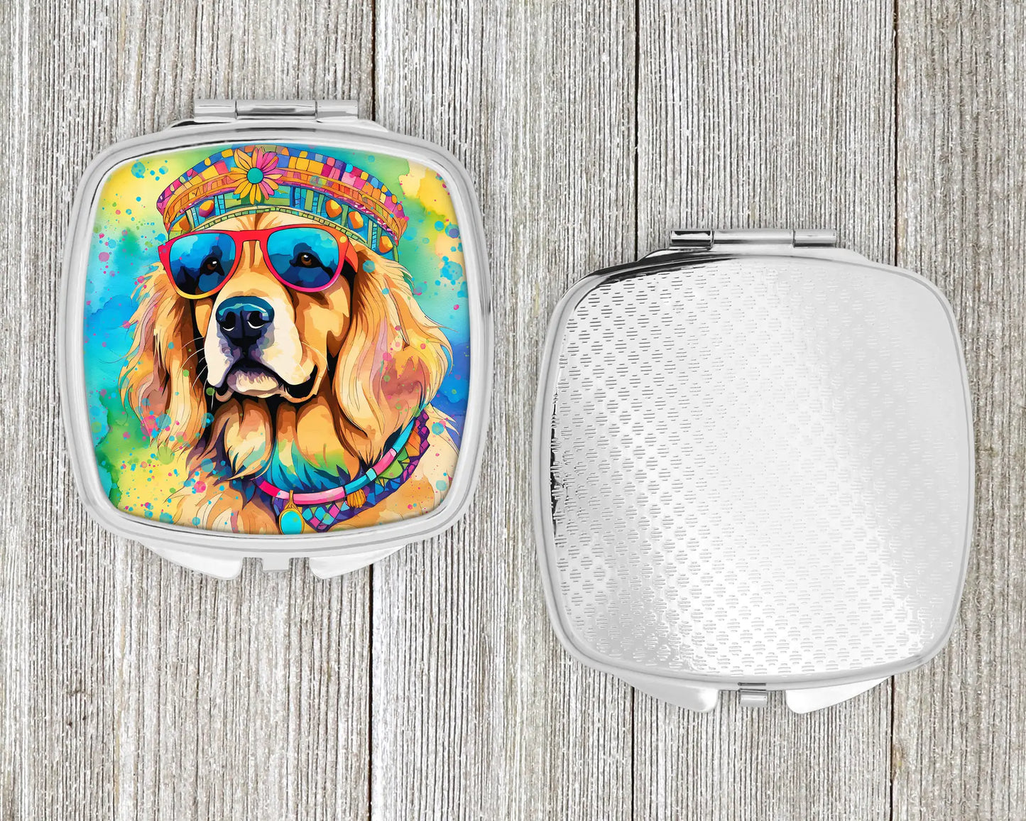 Golden Retriever Hippie Dawg Compact Mirror