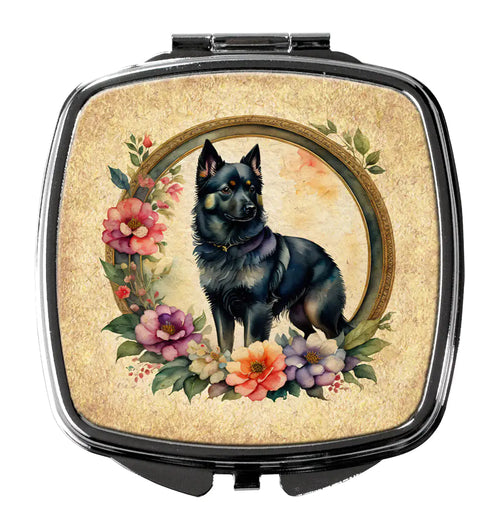 Schipperke and Flowers Compact Mirror