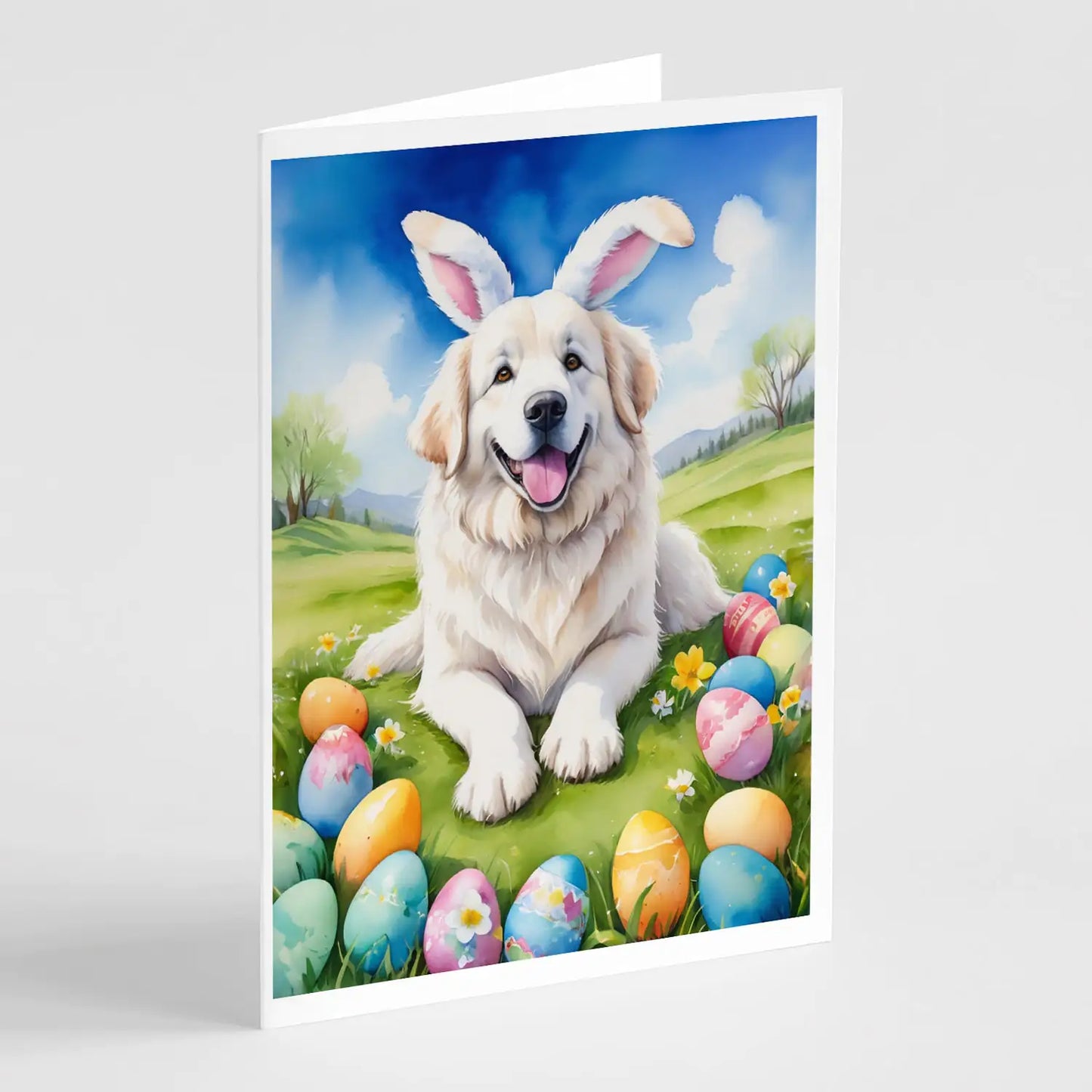 Great Pyrenees Easter Egg Hunt Greeting Cards Pack of 8