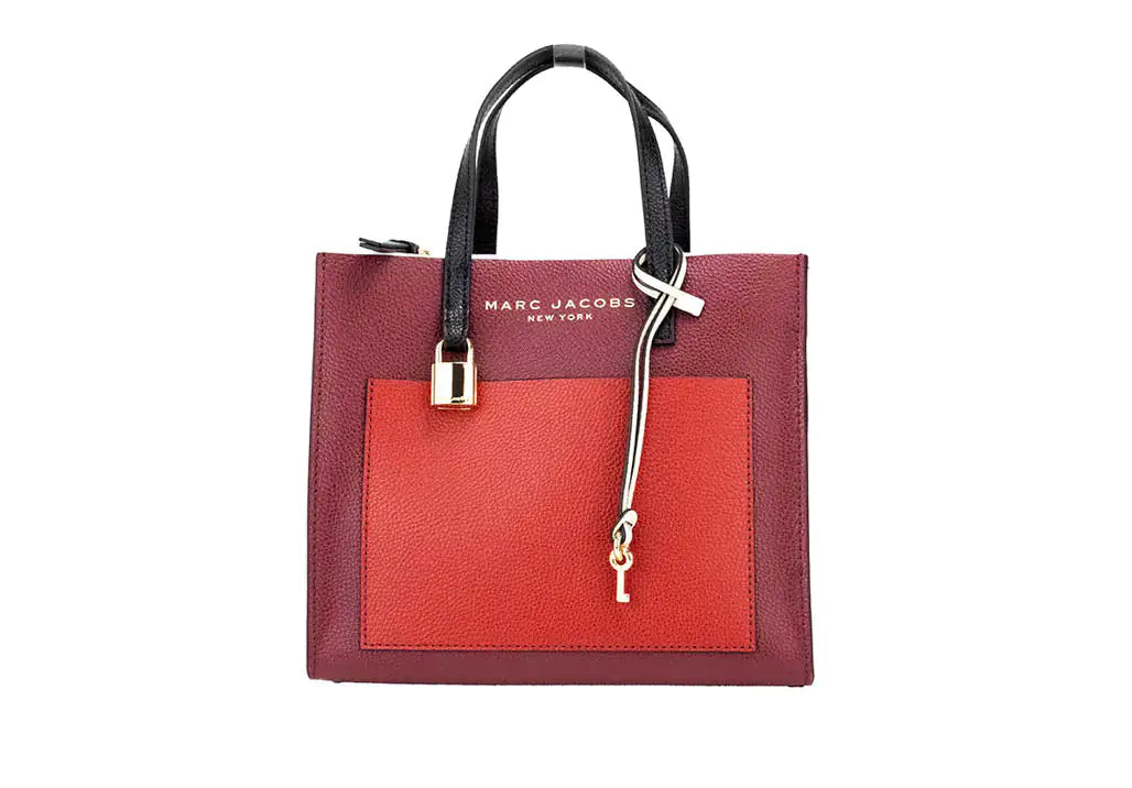 Marc Jacobs Grind Mini Pomegranate Color block Leather Tote
